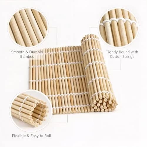 BS Bamboo Sushi Rolling Mat 22.8cm x 23.8cm (9" x 9.375") | Authentic USA Import thumbnail 5