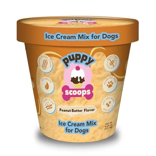 Puppy Scoops Dog Ice Cream Mix (Peanut Butter), 4.65 oz | Natural, Scoopable Treat for Dogs thumbnail 1