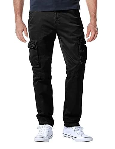 Match Men's Casual Cargo Pants 40 | Regular Fit, 100% Cotton, Dark Gray — 6531 Black / 38
