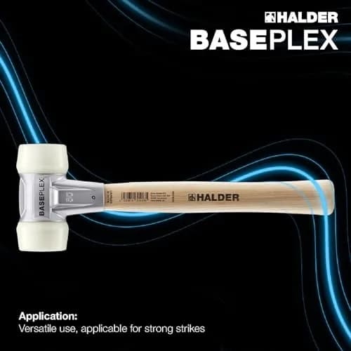 Halder Baseplex Soft-Faced Mallet 40mm (1.57 in) | Hard Nylon Inserts, Zinc Die-Cast Housing, Wooden Handle thumbnail 2