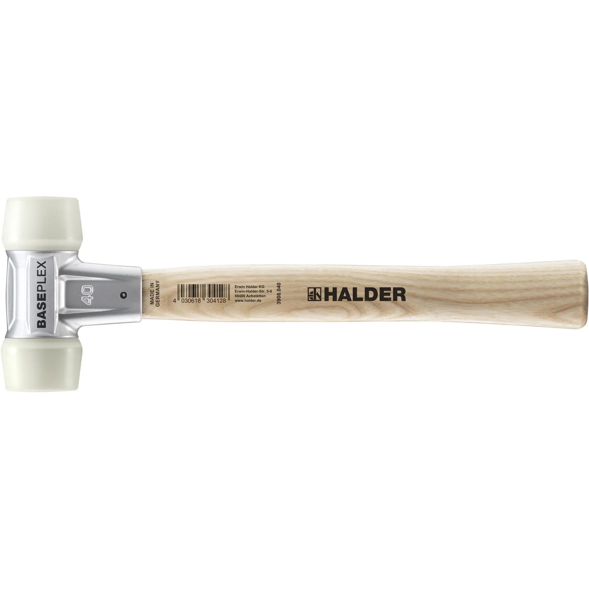 Halder Baseplex Soft-Faced Mallet 40mm (1.57 in) | Hard Nylon Inserts, Zinc Die-Cast Housing, Wooden Handle - main product image