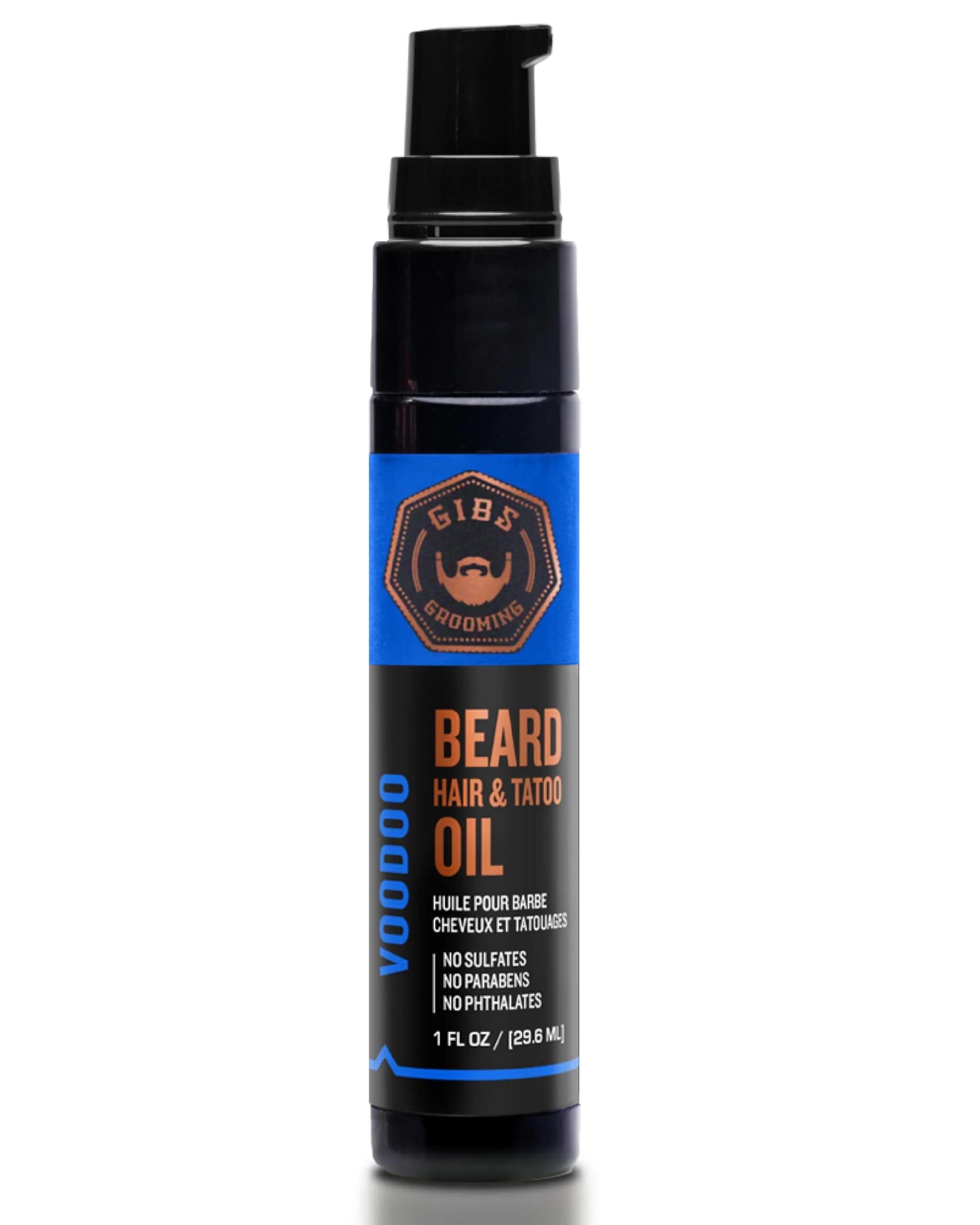 GIBS Grooming Voodoo Prince Beard, Hair & Tattoo Oil 1 fl oz | Softens, Strengthens, Protects Skin — 1 Ounce