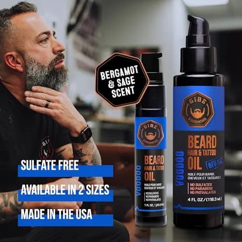GIBS Grooming Voodoo Prince Beard, Hair & Tattoo Oil 1 fl oz | Softens, Strengthens, Protects Skin thumbnail 5