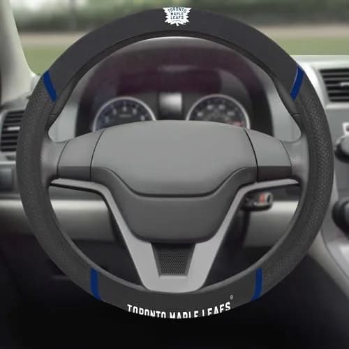FANMATS Toronto Maple Leafs Embroidered Steering Wheel Cover | Faux Suede & Mesh, 15" Diameter, NHL Licensed thumbnail 2