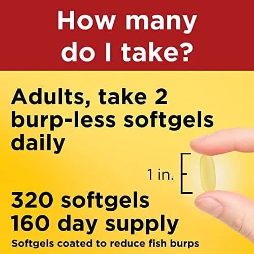 Nature Made Burp Less Fish Oil Omega 3 1000mg Softgels, 320 Count (160 Day Supply) | Heart Health Support with EPA & DHA thumbnail 5