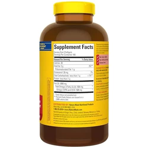 Nature Made Burp Less Fish Oil Omega 3 1000mg Softgels, 320 Count (160 Day Supply) | Heart Health Support with EPA & DHA thumbnail 7