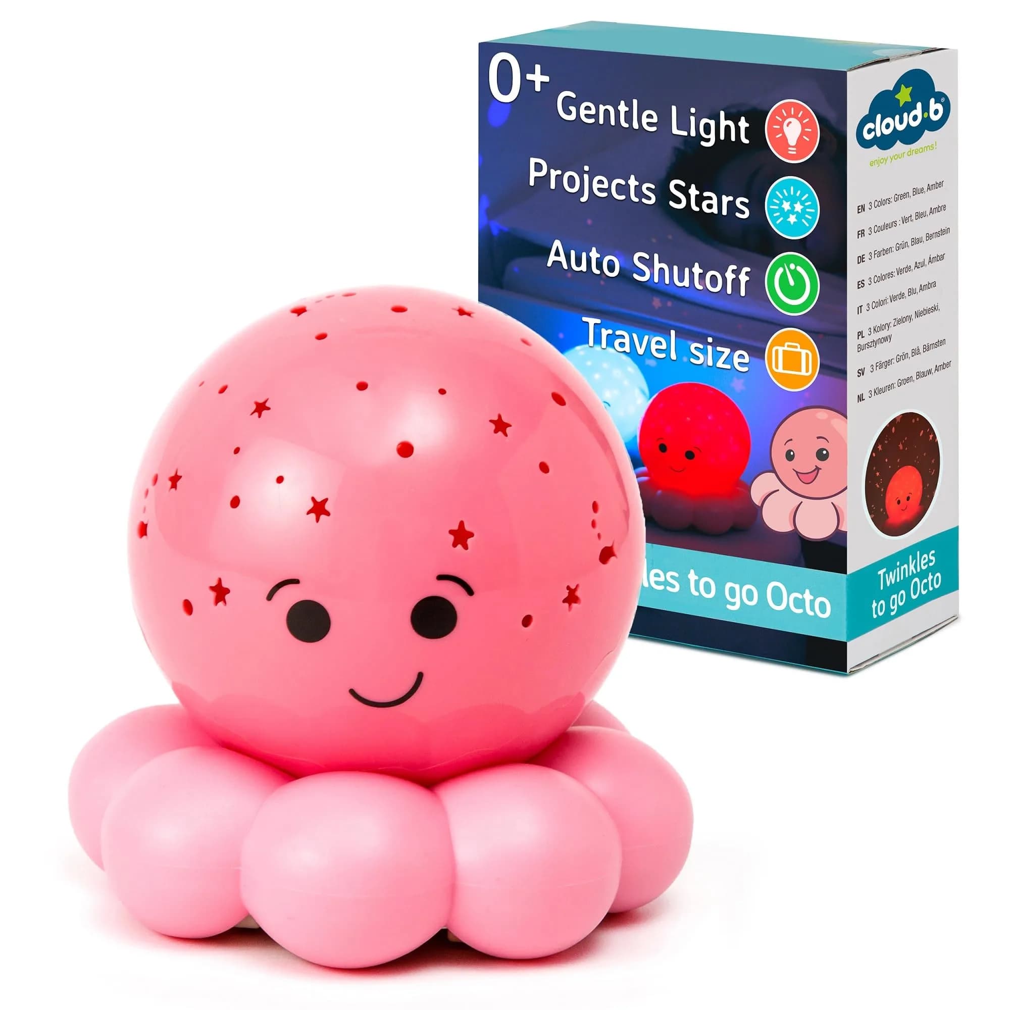 Cloud b Travel Nightlight Projector | Gentle Brightness | 3 Colors | Auto-Shutoff | Pink - main product image