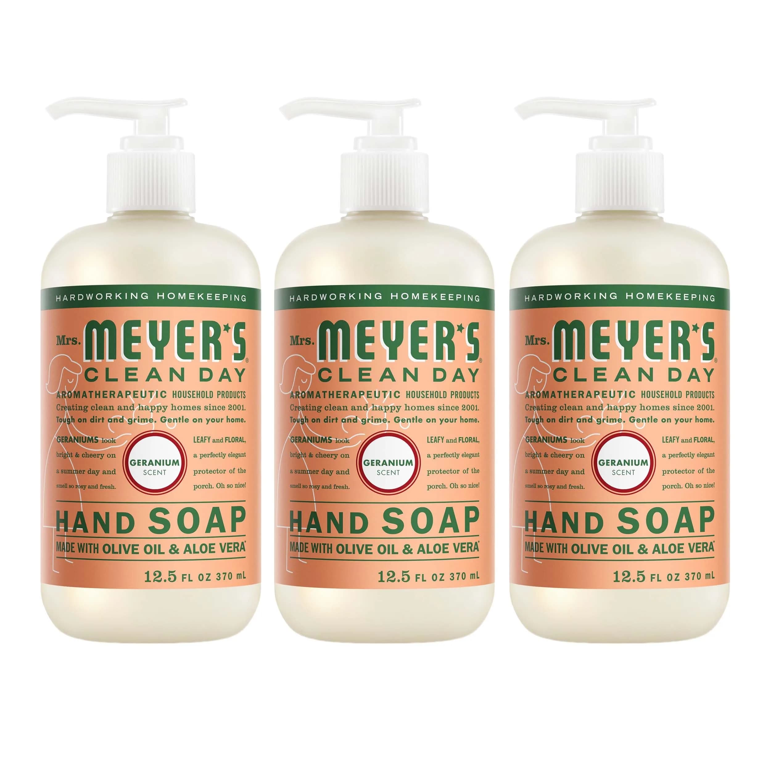 Mrs. Meyer's Clean Day Geranium Scent Hand Soap 375ml (12.5 Fl Oz) | Moisturizing Liquid Hand Soap for Soft Hands - main product image