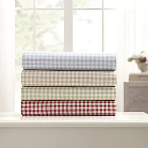 Laurel & Mayfair 250 Thread Count 100% Cotton Gingham Sheet Set Queen Size | Rustic & Breathable All Season thumbnail 3
