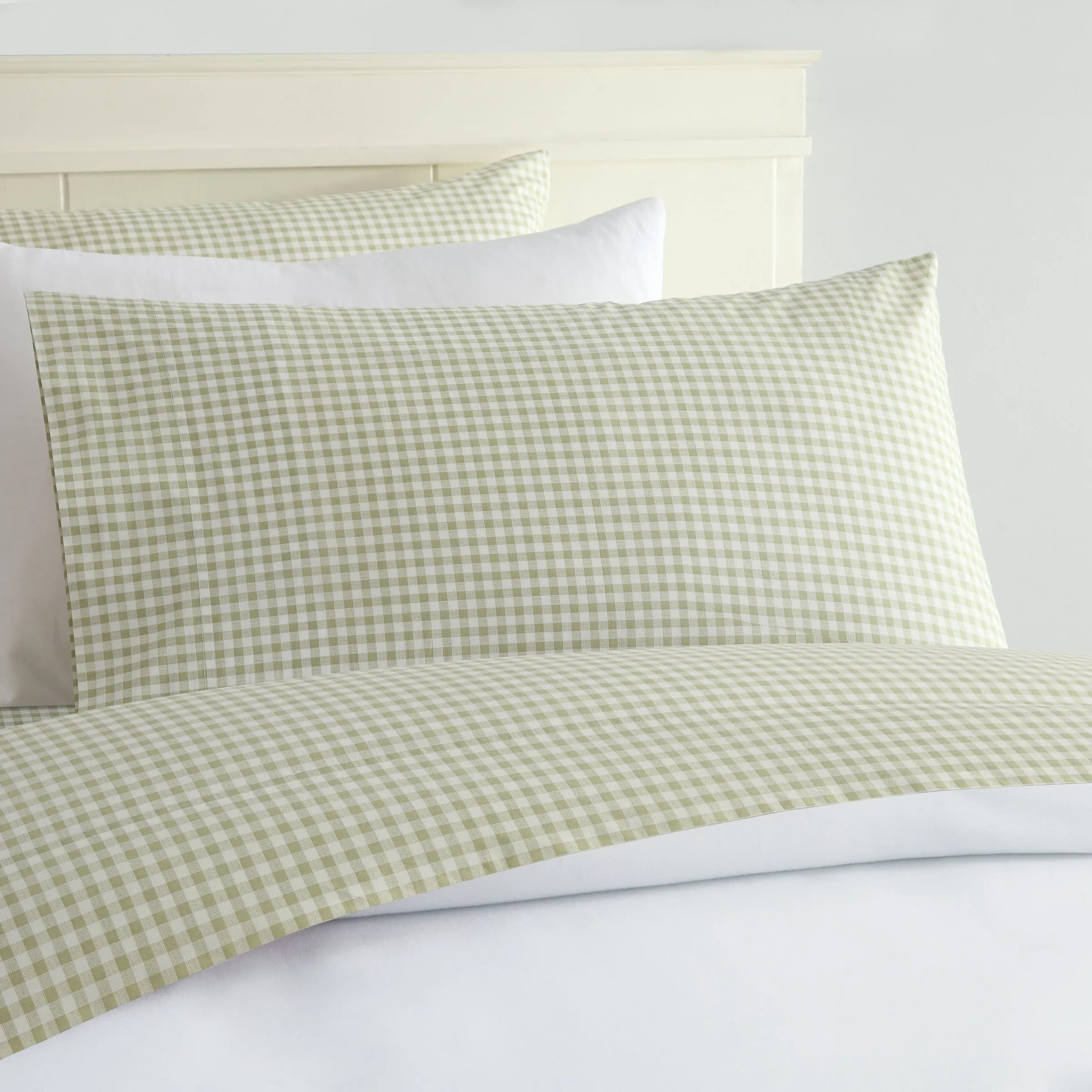 Laurel & Mayfair Gingham Cotton Sheet Set King Size | Cool All Season 250tc — Green