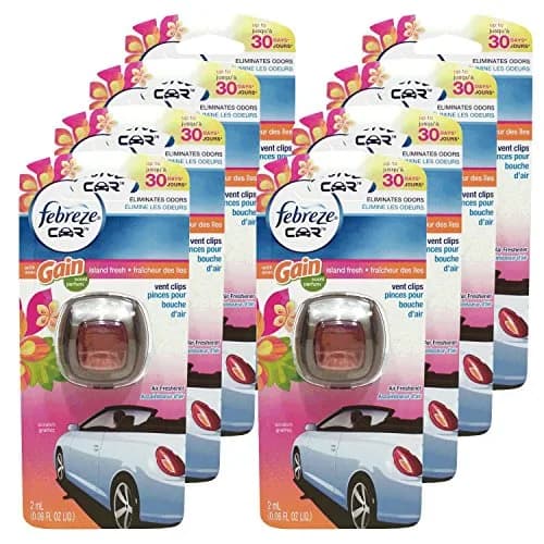 Febreze Car Vent Clips Air Freshener & Odor Eliminator, Gain Island Fresh Scent - 8 Piece, Multicolor thumbnail 1