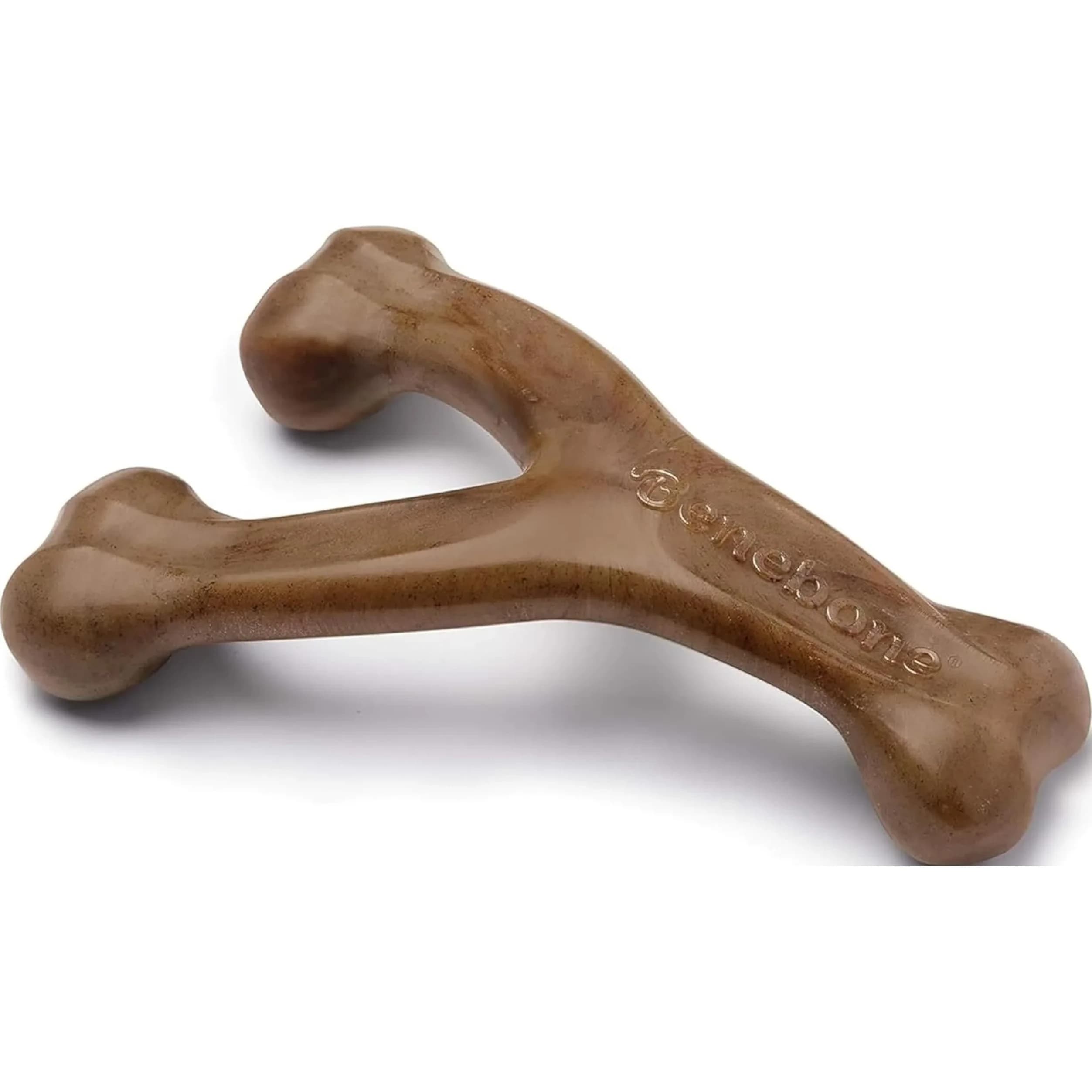 Benebone Wishbone Durable Dog Chew Toy Small Real Bacon Flavor | Tough Nylon for Aggressive Chewers