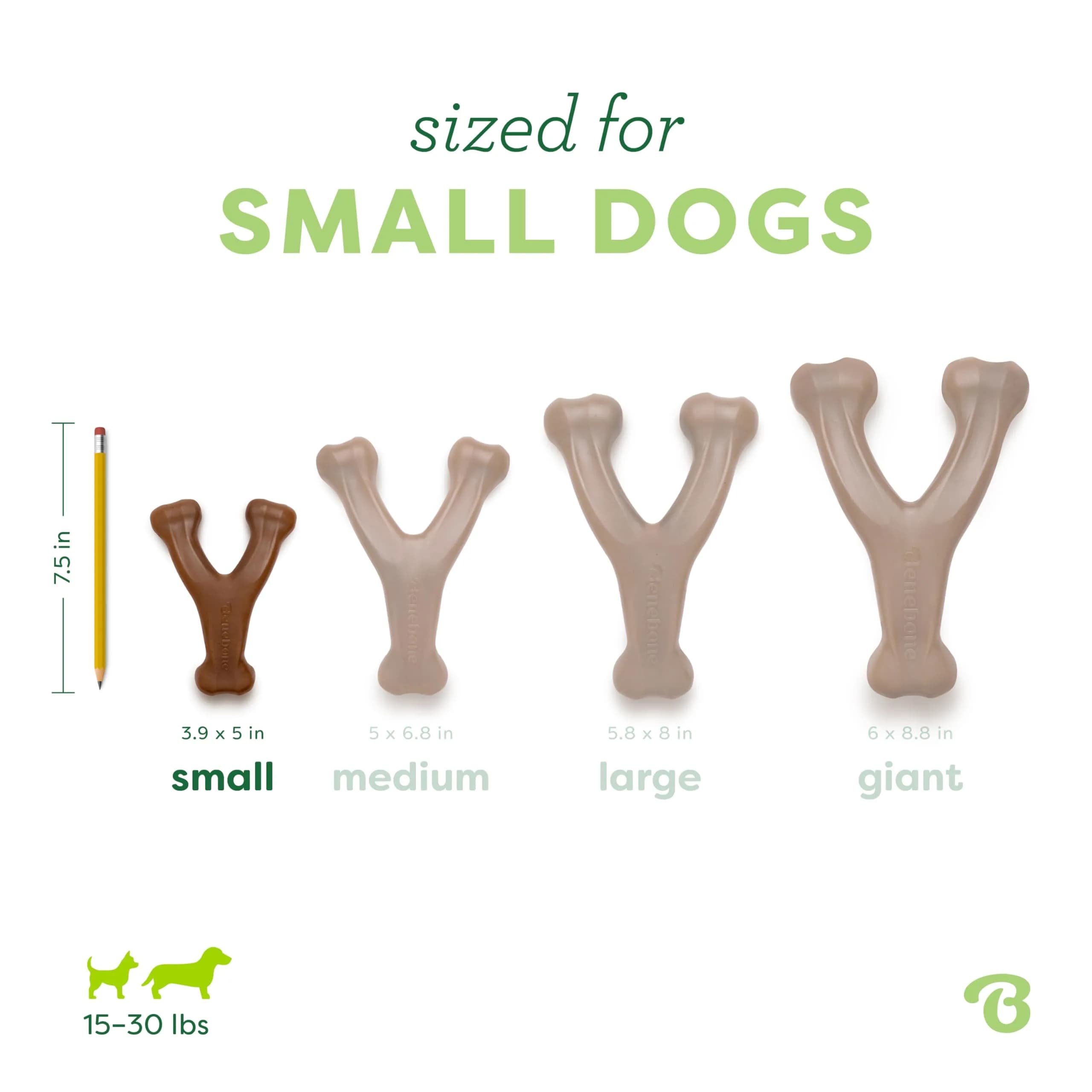 Benebone Wishbone Durable Dog Chew Toy Real Peanut Small | Tough Nylon for Aggressive Chewers - view 4