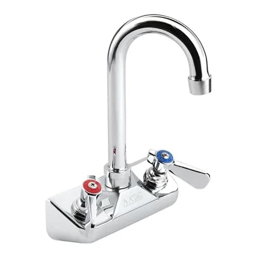 AA Faucet 4" Wall Mount Commercial Hand Sink Faucet with 3-1/2" Gooseneck Spout Brass Chrome NSF thumbnail 1