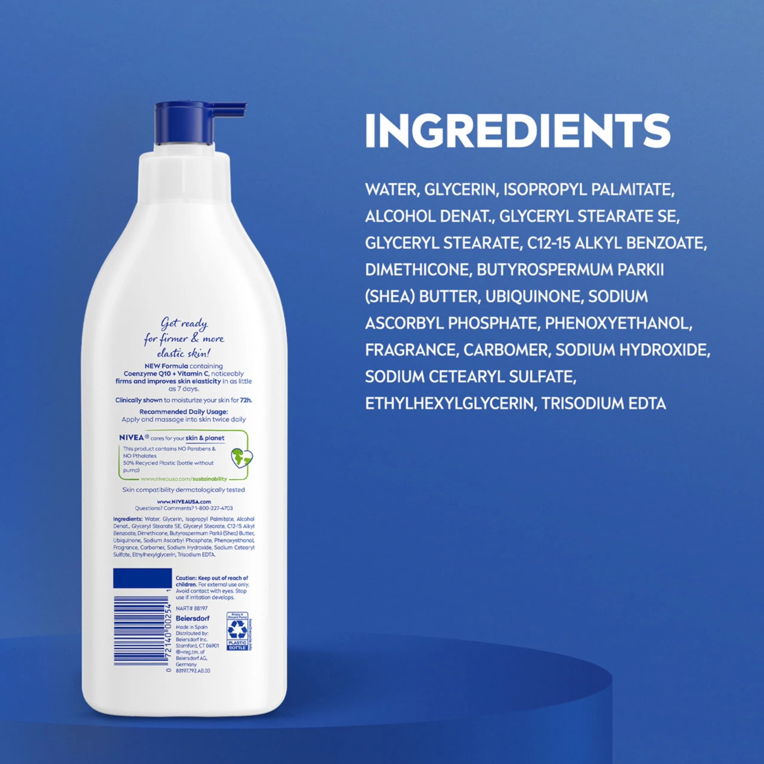 NIVEA Sheer Hydration Skin Firming Body Lotion with Q10 & Vitamin C, 500ml (16.9 Fl Oz) Pack of 3 - view 7