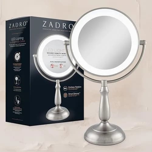 Zadro 11" Makeup Mirror with Lights and Magnification | Dimmable Touch LED Lighted Mirror with 10X Magnification thumbnail 9