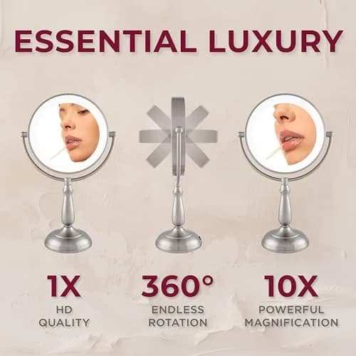 Zadro 11" Makeup Mirror with Lights and Magnification | Dimmable Touch LED Lighted Mirror with 10X Magnification thumbnail 3