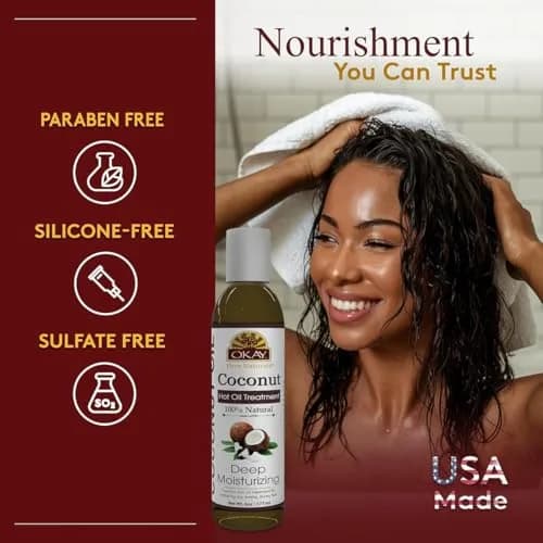 OKAY Coconut Hot Oil Treatment 177ml (6 Fl Oz) | Deeply Penetrating Hair Mask for All Hair Types thumbnail 2
