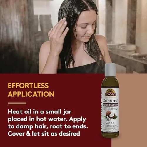 OKAY Coconut Hot Oil Treatment 177ml (6 Fl Oz) | Deeply Penetrating Hair Mask for All Hair Types thumbnail 3