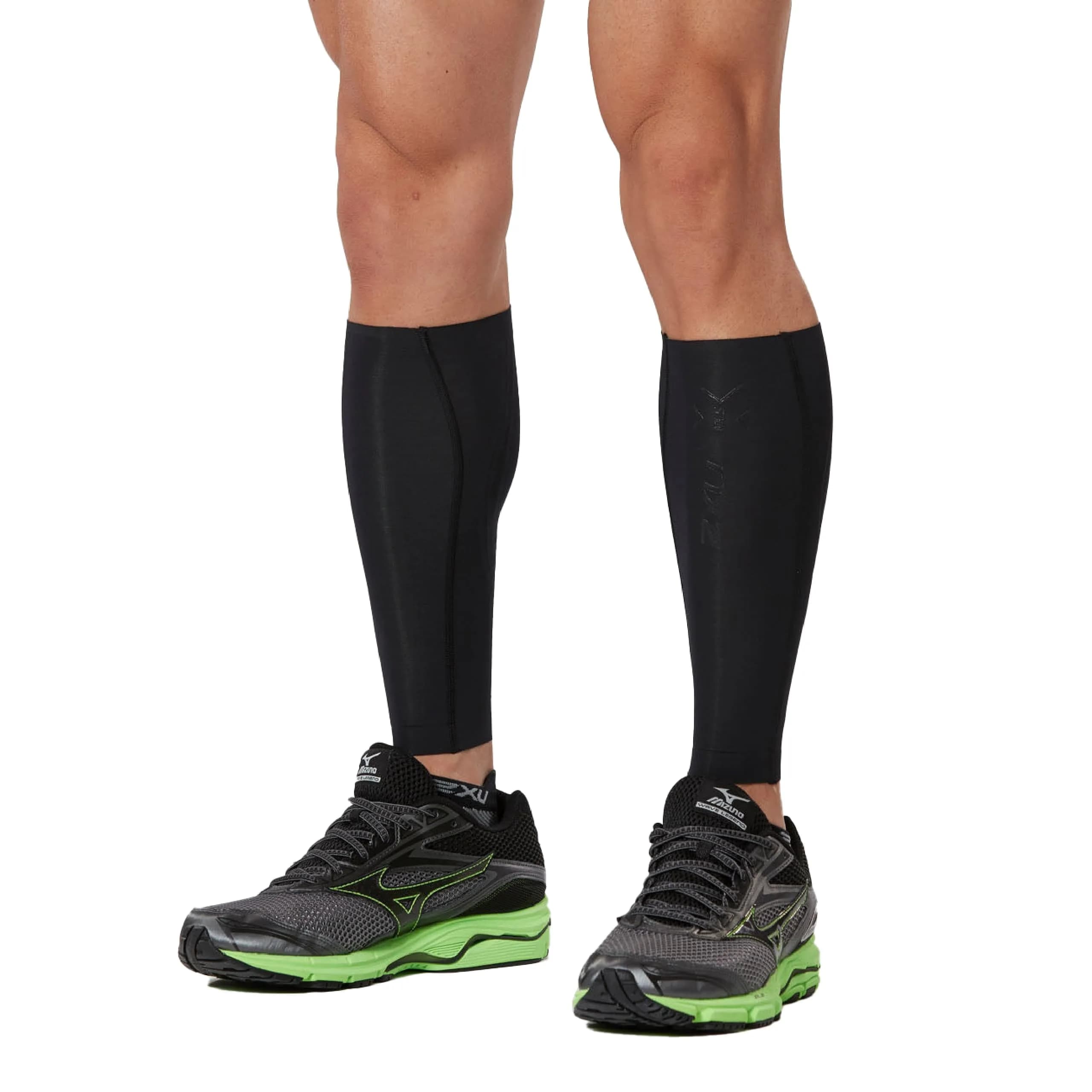 2XU Elite MCS Compression Calf Guards, Black/Gold, X-Small | Supportive Calf Sleeve for Active Men