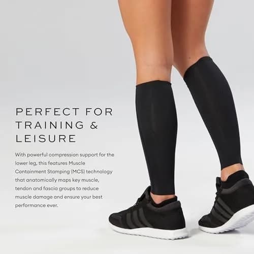2XU Elite MCS Compression Calf Guards, Black/Gold, X-Small | Supportive Calf Sleeve for Active Men thumbnail 2