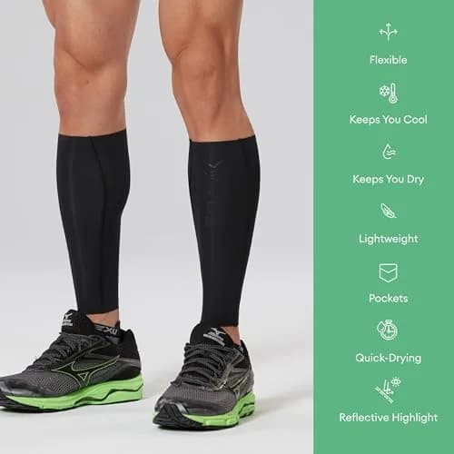 2XU Elite MCS Compression Calf Guards, Black/Gold, X-Small | Supportive Calf Sleeve for Active Men thumbnail 3