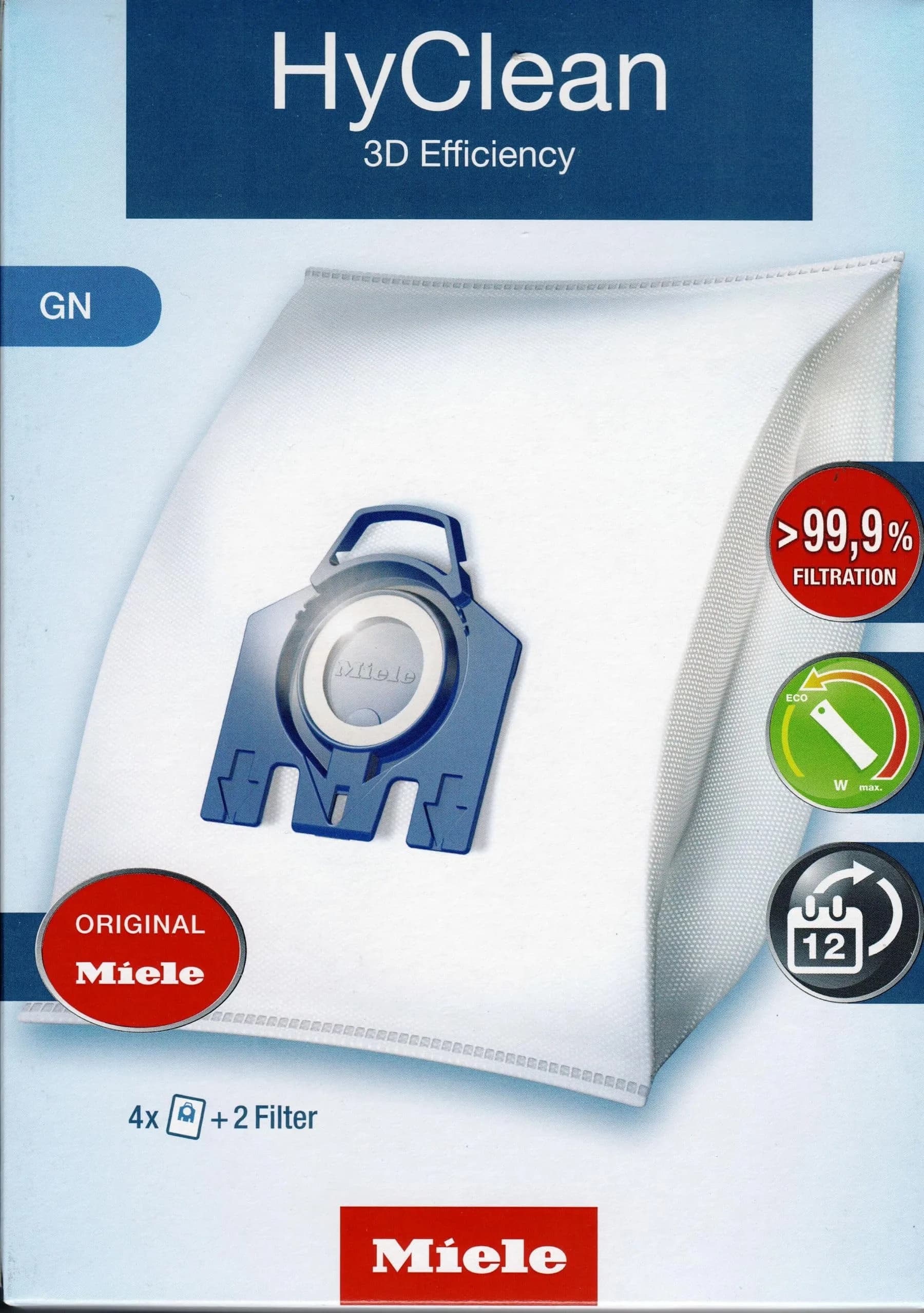 Miele Original AirClean 3D Efficiency GN Vacuum Cleaner Bags | Filters Over 99.9% Dust, Longer Service Life