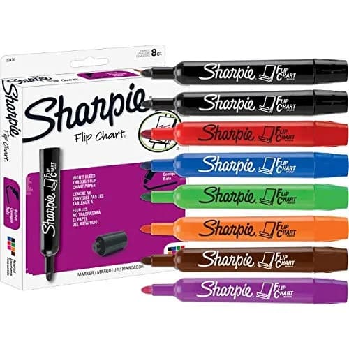 Sharpie Flip Chart Markers, Assorted Colors, 12 Packs of 8 (22478) | Bullet Tip, Permanent Ink thumbnail 1