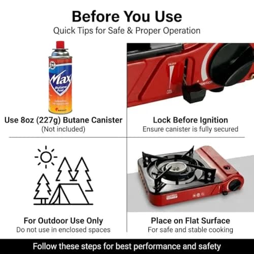Maxsun MS-3800 Portable Butane Gas Stove | CSA Listed 9560 BTU Adjustable Flame for Camping & Outdoor Cooking thumbnail 9