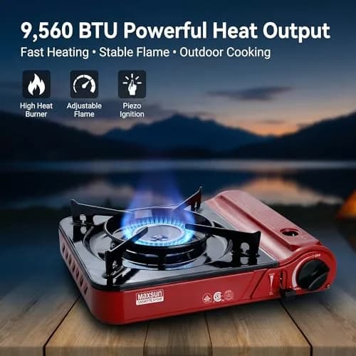 Maxsun MS-3800 Portable Butane Gas Stove | CSA Listed 9560 BTU Adjustable Flame for Camping & Outdoor Cooking thumbnail 3