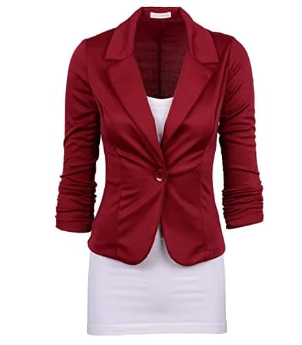 Auliné Collection Women's Casual Blazer Burgundy Small | Lightweight Stretch Fit for Work & Casual thumbnail 1
