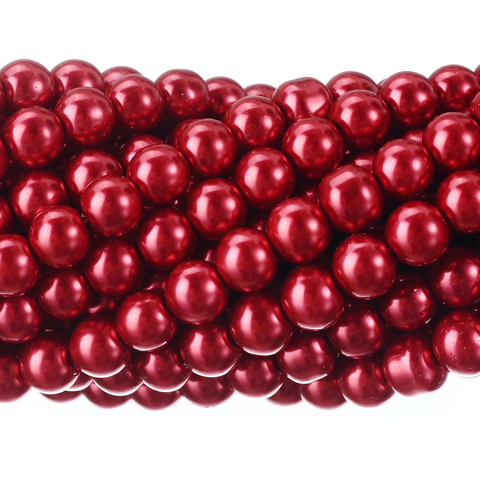 RUBYCA 200Pcs Czech Satin Luster Glass Pearl Beads 8mm Bordeaux Red | DIY Jewelry Supplies — Bordeaux Red
