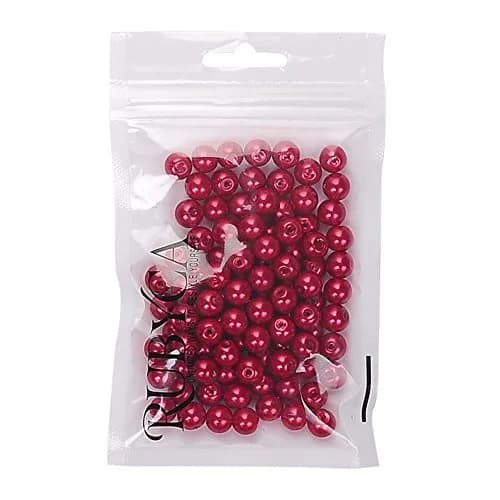 RUBYCA 200Pcs Czech Satin Luster Glass Pearl Beads 8mm Bordeaux Red | DIY Jewelry Supplies thumbnail 2