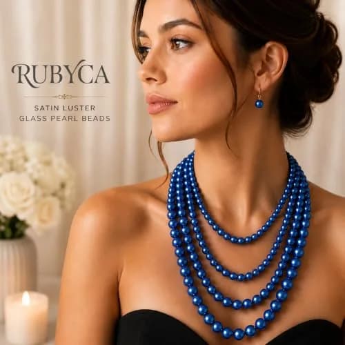 RUBYCA 200Pcs Czech Satin Luster Glass Pearl Beads 8mm Bordeaux Red | DIY Jewelry Supplies thumbnail 3