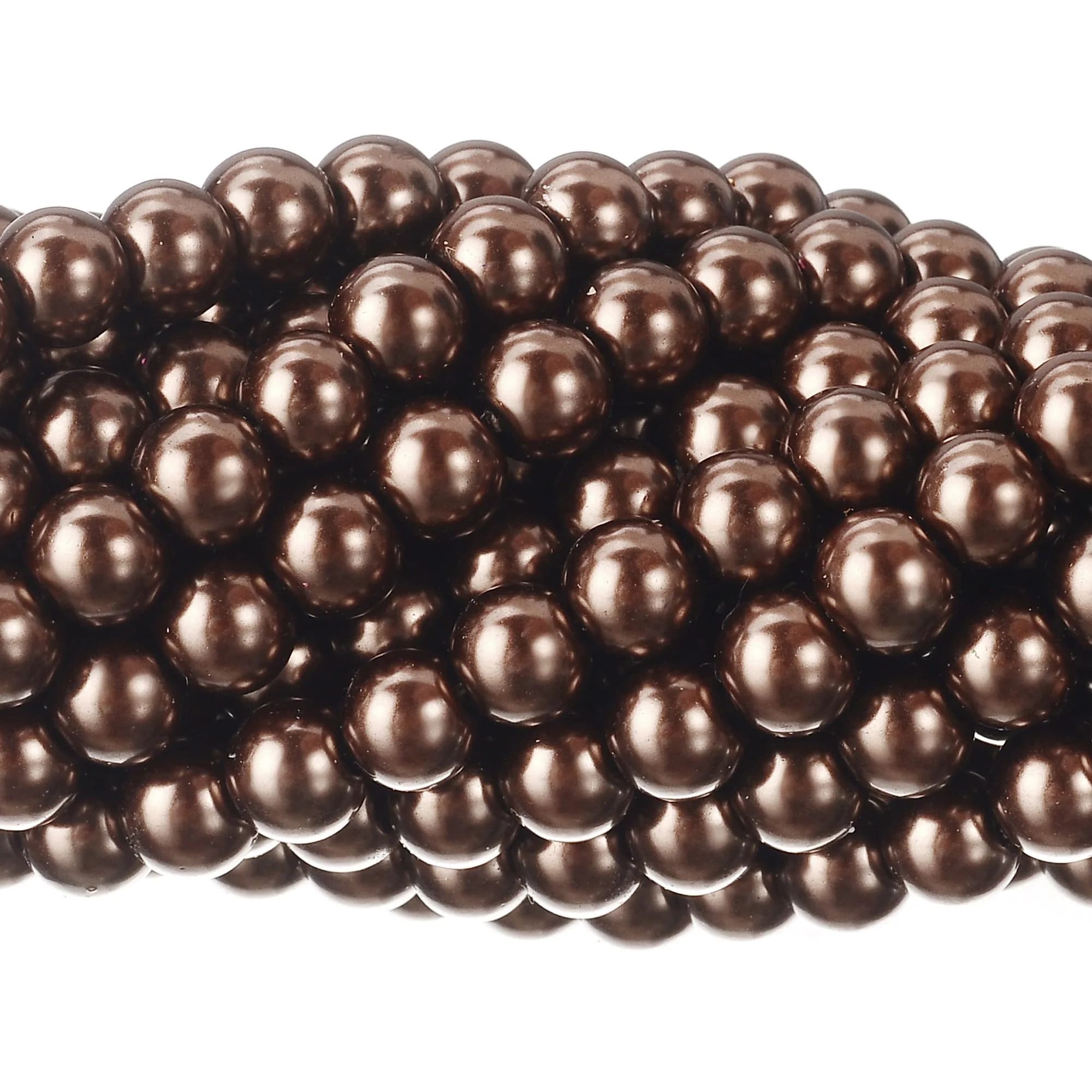 RUBYCA 200Pcs Satin Luster Glass Pearl Beads 8mm Chocolate Brown Jewelry Making — Chocolate Brown