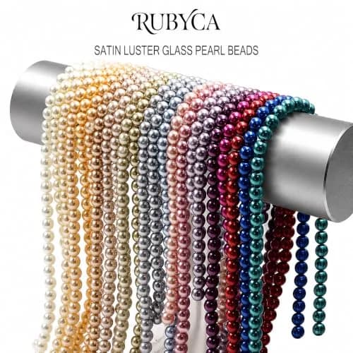 RUBYCA 200Pcs Czech Satin Luster Glass Pearl Beads 8mm Dark Gold | Jewelry Making Beads thumbnail 4