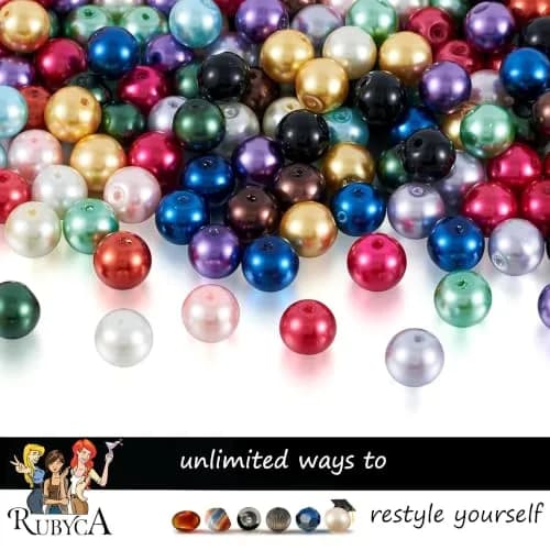 RUBYCA 200Pcs Czech Satin Luster Glass Pearl Beads 8mm Dark Gold | Jewelry Making Beads thumbnail 7