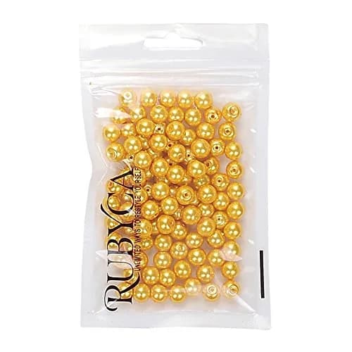 RUBYCA 200Pcs Czech Satin Luster Glass Pearl Beads 8mm Dark Gold | Jewelry Making Beads thumbnail 2