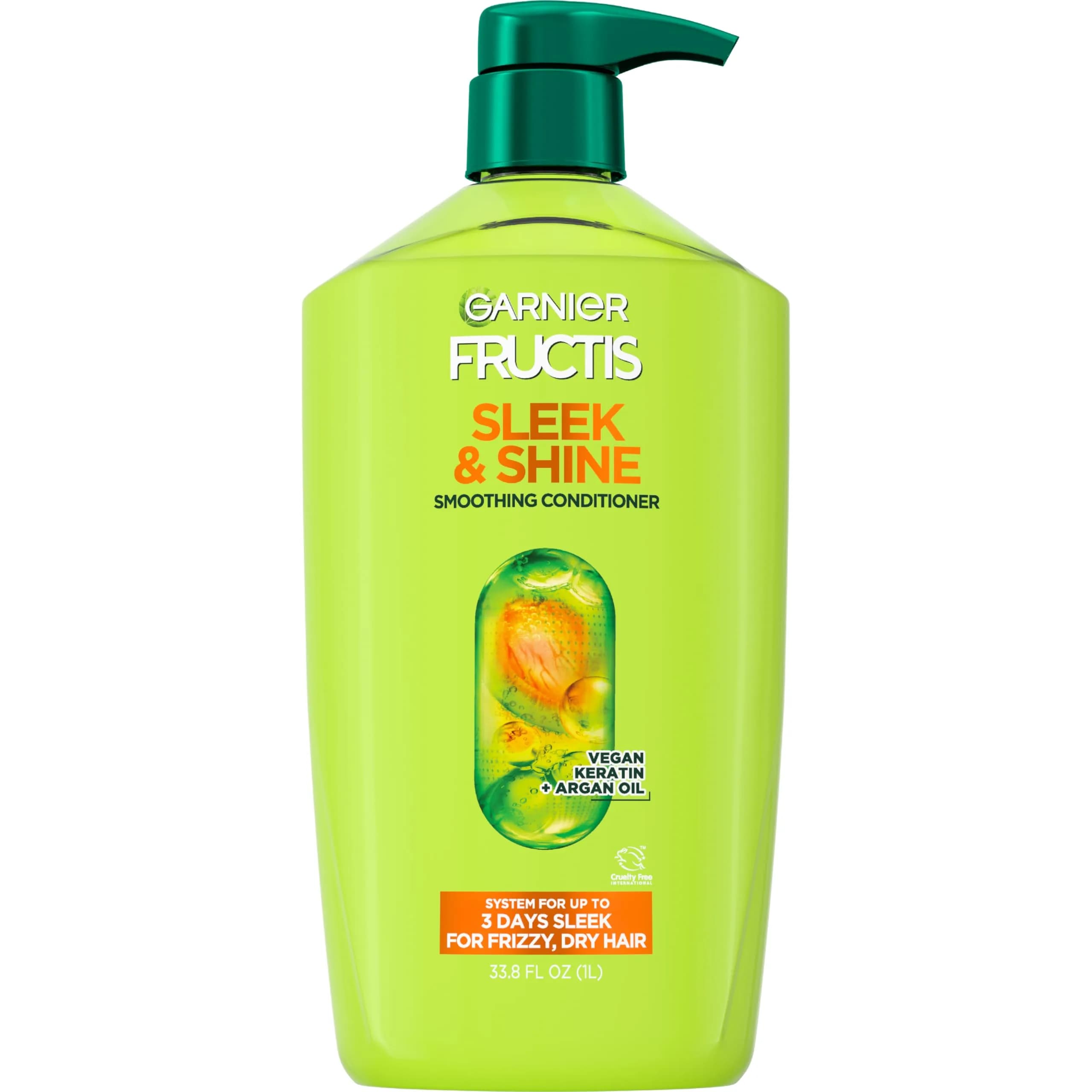 Garnier Fructis Sleek & Shine Conditioner 1000ml (33.8 Fl Oz) | Vegan Keratin & Argan Oil for Frizz Control - main product image