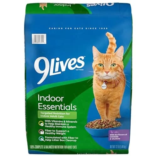 9Lives Indoor Essentials Dry Cat Food with Chicken & Salmon | Supports Indoor Cat Wellness & Easy Cleanup thumbnail 1