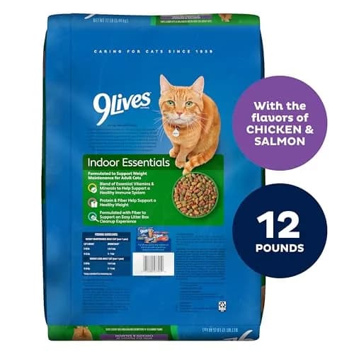 9Lives Indoor Essentials Dry Cat Food with Chicken & Salmon | Supports Indoor Cat Wellness & Easy Cleanup thumbnail 3
