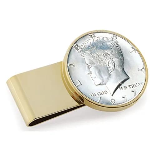 American Coin Treasures JFK Half Dollar Money Clip | Stainless Steel Layered in 24k Gold | Holds Currency & Cards thumbnail 1
