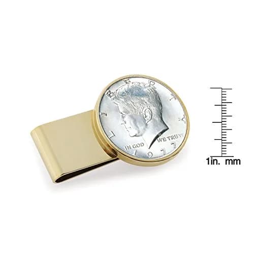 American Coin Treasures JFK Half Dollar Money Clip | Stainless Steel Layered in 24k Gold | Holds Currency & Cards thumbnail 2