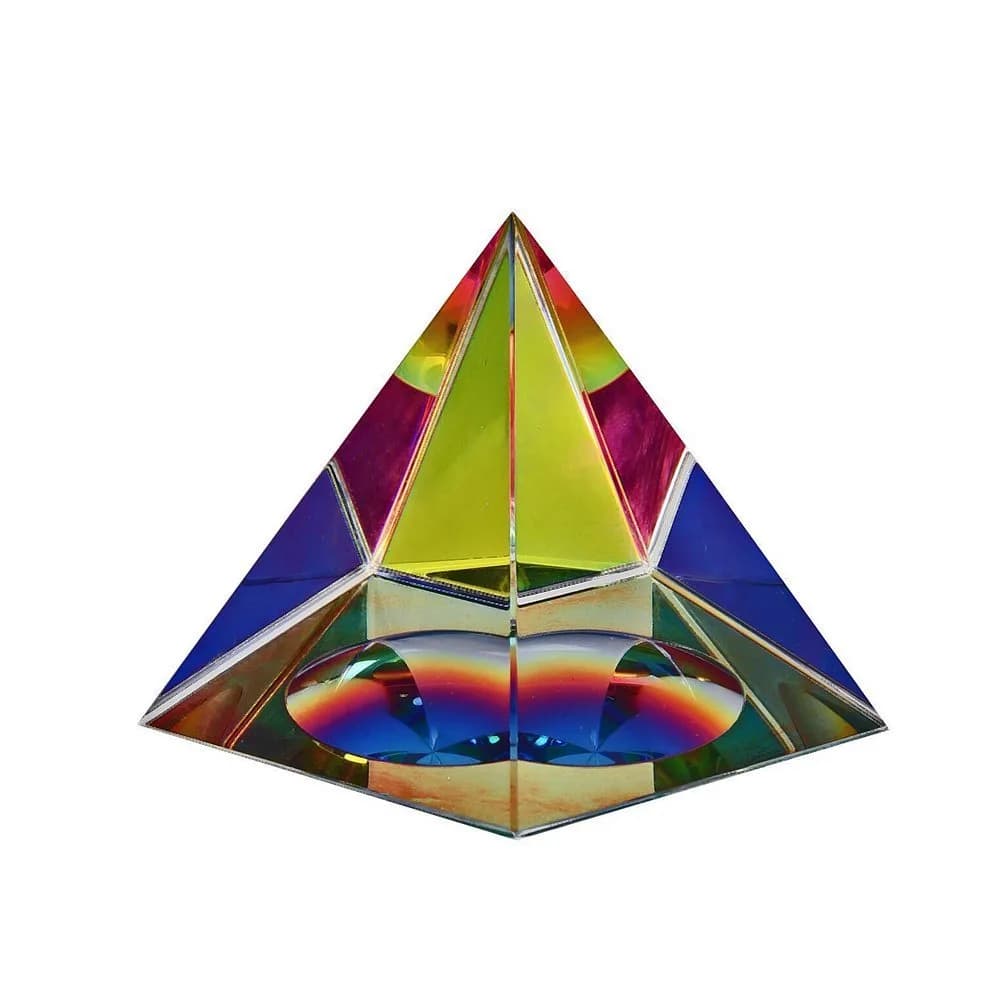 Amlong Crystal Iridescent Pyramid Rainbow Colors 4.5 Inches Tall Gift Box | Harmonizes & Clears Negativity - main product image