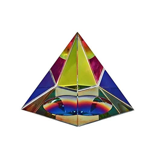 Amlong Crystal Iridescent Pyramid Rainbow Colors 4.5 Inches Tall Gift Box | Harmonizes & Clears Negativity thumbnail 1