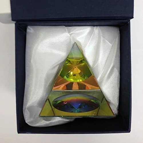 Amlong Crystal Iridescent Pyramid Rainbow Colors 4.5 Inches Tall Gift Box | Harmonizes & Clears Negativity thumbnail 2