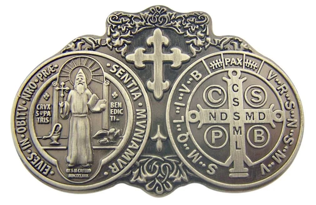 TEAYIR Saint St Benedict Medal Visor Clip 2.75cm (1.08") | Sacred Traditions Auto Accessory - main product image