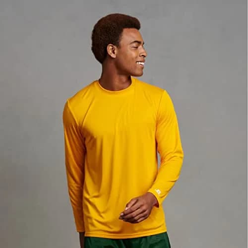 Russell Athletic Long Sleeve Performance Tee, Gold, Large | Moisture Wicking & UV Protection thumbnail 2