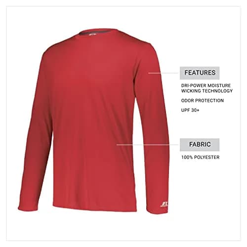 Russell Athletic Long Sleeve Performance Tee, Burnt Orange, Small | Moisture-Wicking & UV Protection thumbnail 4