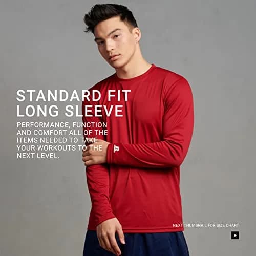 Russell Athletic Long Sleeve Performance Tee, Burnt Orange, Small | Moisture-Wicking & UV Protection thumbnail 5